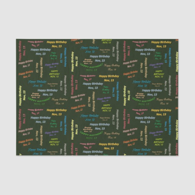 November, 13 Birthday Tissue Paper (Front)