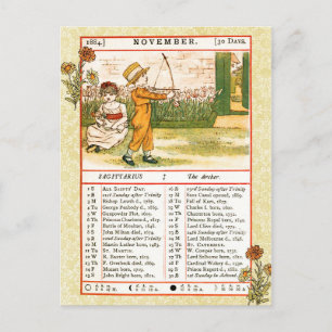 November 1884 Almanac. Sagittarius, The Archer Postcard