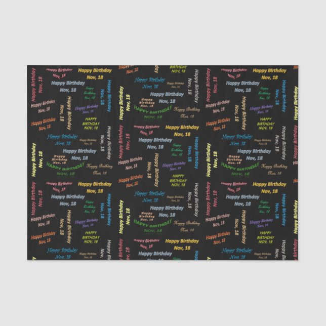 November, 18 Birthday Tissue Paper (Front)