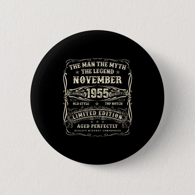 November 1955 70th Birthday For Men 70 Year Old Bd Button (Front)