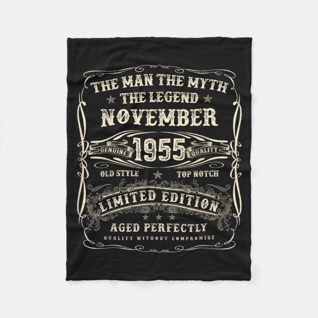 November 1955 70th Birthday For Men 70 Year Old Bd Fleece Blanket (Front)