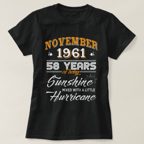 November 1961 Shirt 58th Anniversary Gifts