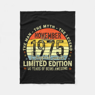 November 1975 50th Birthday For Men Women 50 Year Fleece Blanket