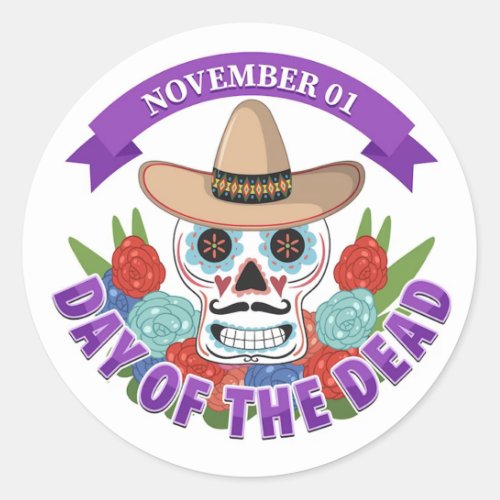 November 1 Day Of The Dead Classic Round Sticker