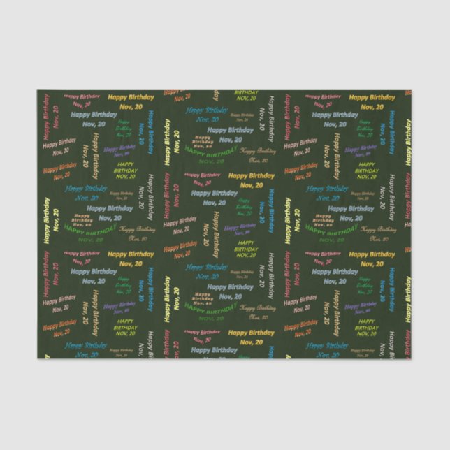 November, 20 Birthday Tissue Paper (Front)