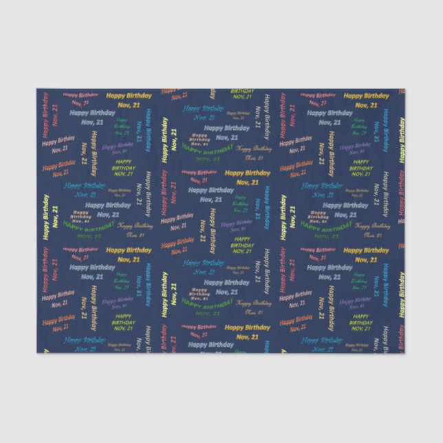 November, 21 Birthday Tissue Paper (Front)