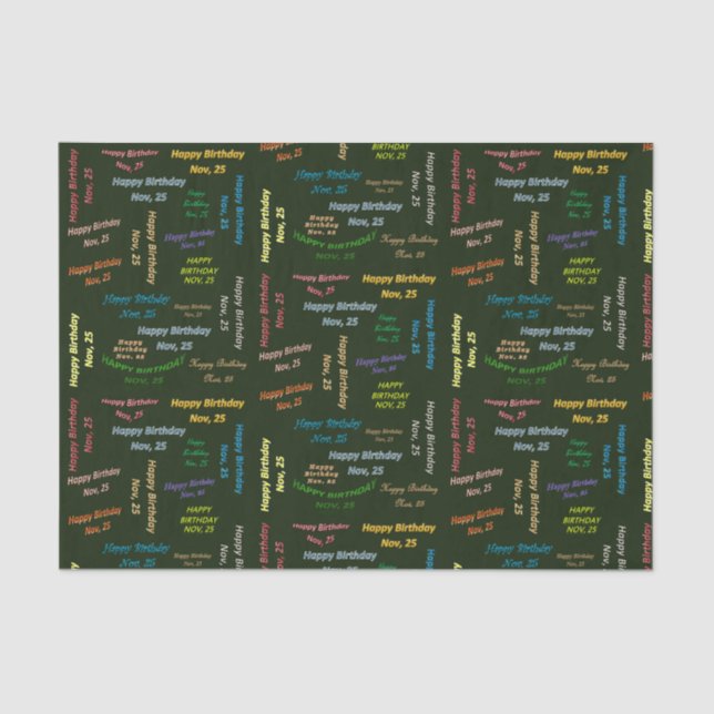 November, 25 Birthday Tissue Paper (Front)