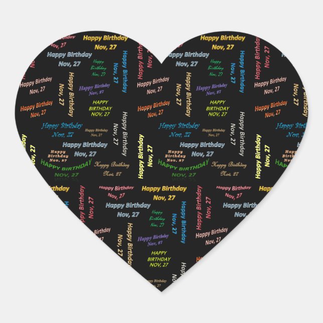 November, 27 Birthday Sticker (Front)