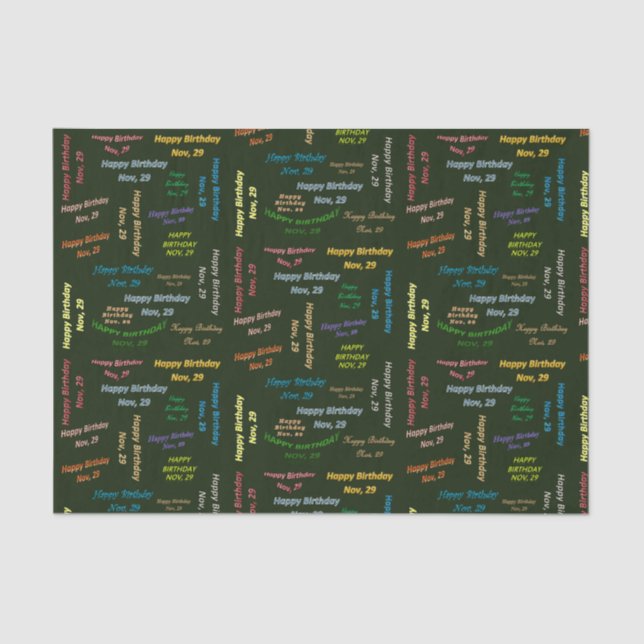 November, 29 Birthday Tissue Paper (Front)