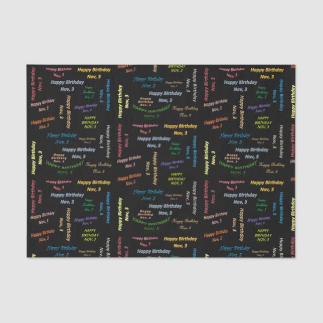 November, 3 Birthday Tissue Paper (Front)