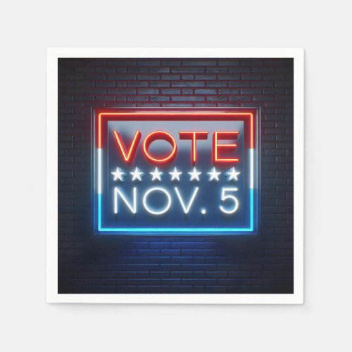November 5 Vote Reminder Neon Sign Napkins