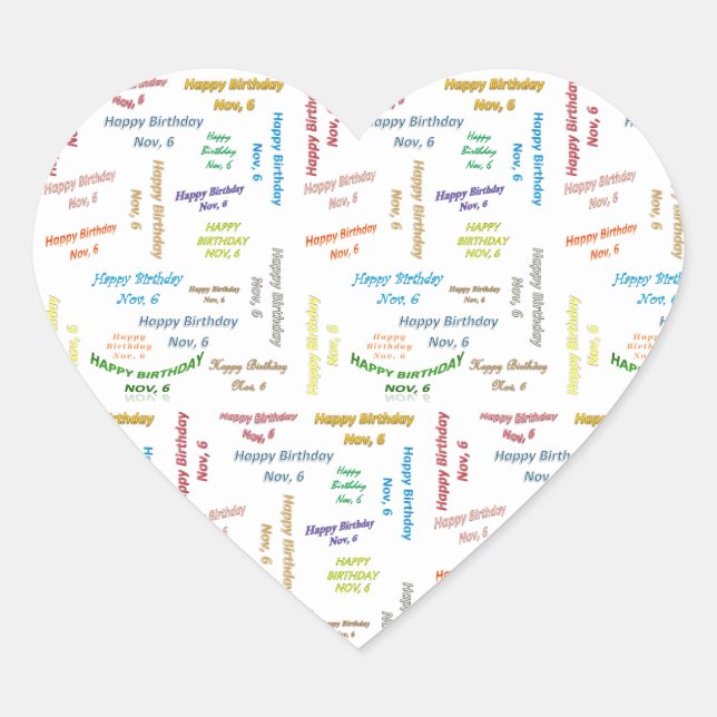 November, 6 Birthday Sticker (Front)