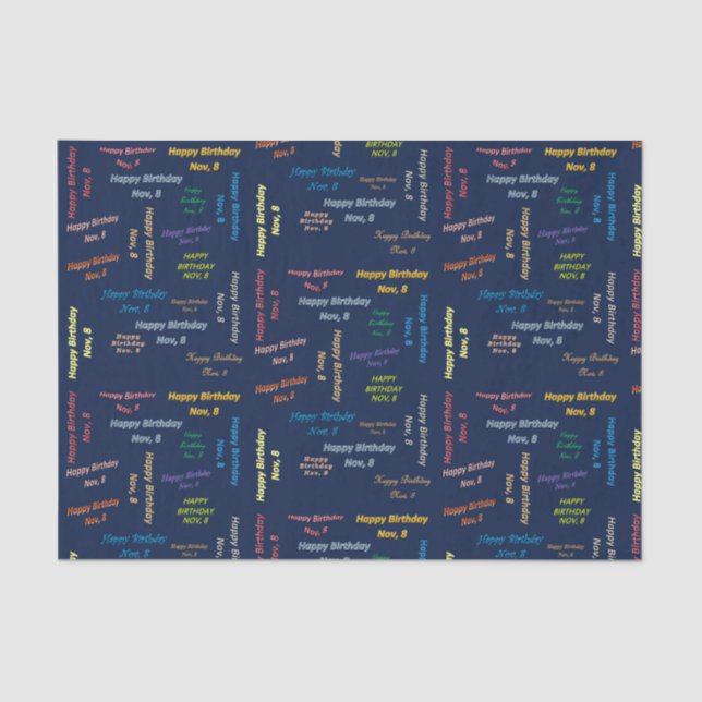 November, 8 Birthday Tissue Paper (Front)