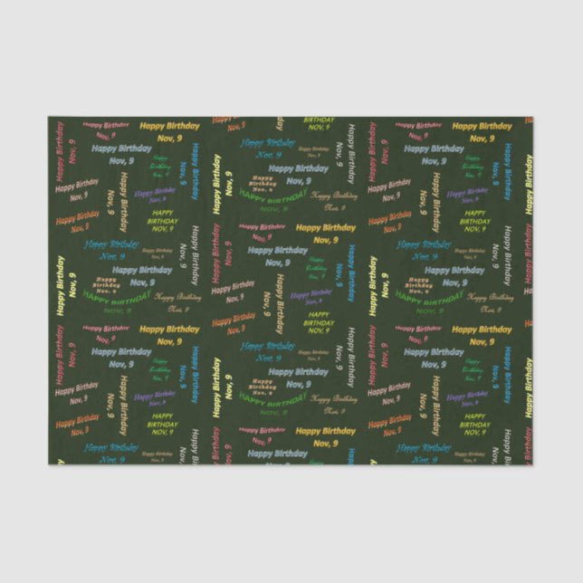 November, 9 Birthday Tissue Paper (Front)