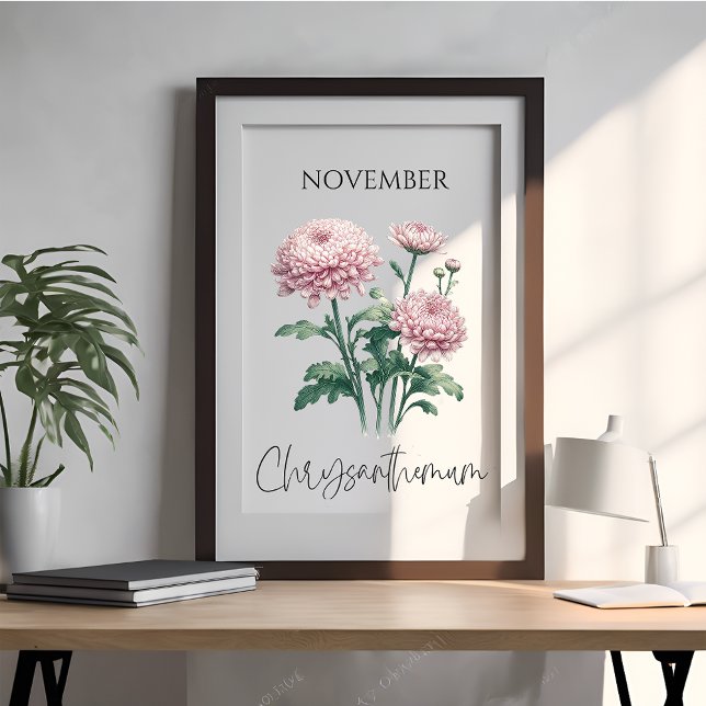 November Birth Month Chrysanthemum Floral Poster (Creator Uploaded)