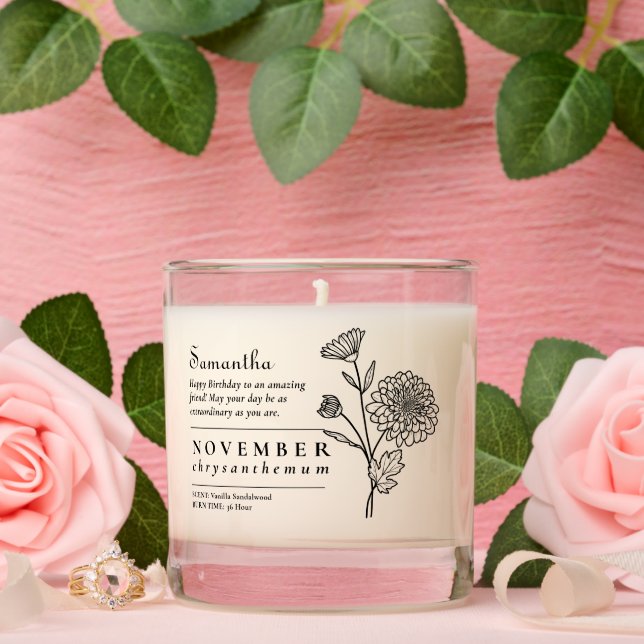 November Birth Month Flower Birthday Gift Scented Candle (Wedding)