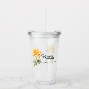 November Birth Month Flower Chrysanthemum Acrylic Tumbler