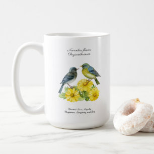 November Birth Month Flower Chrysanthemum Birds Coffee Mug