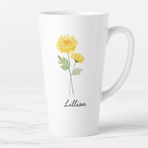 November Birth Month Flower Chrysanthemum Latte Mug