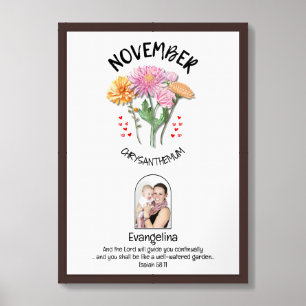 NOVEMBER Birth Month Flower Custom NAME PHOTO Framed Art