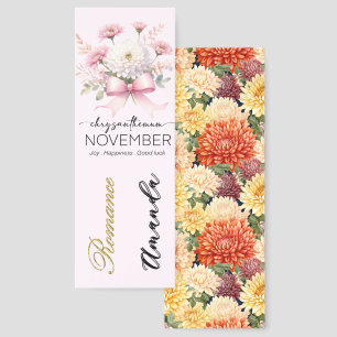November Birth Month Flower Personalized Bookmarks