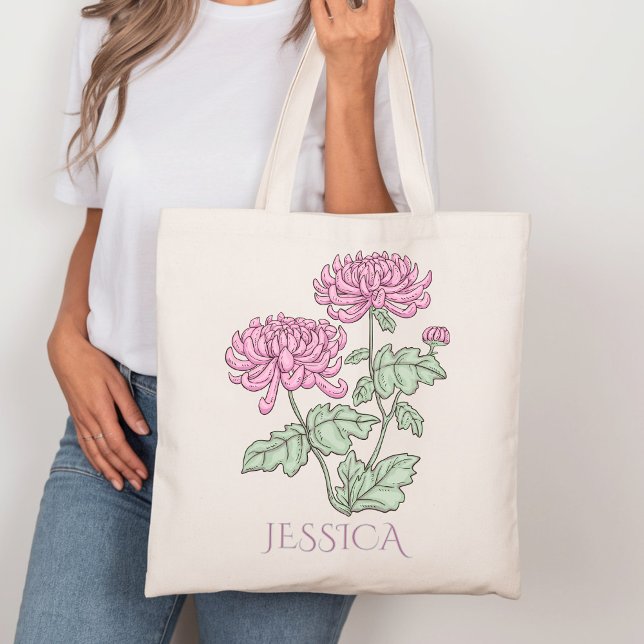 November Birth Month Flower Purple Chrysanthemum Tote Bag (Creator Uploaded)