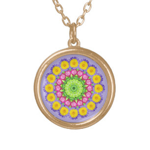November Birth Month Flower Sacred Geometry Zen Gold Plated Necklace