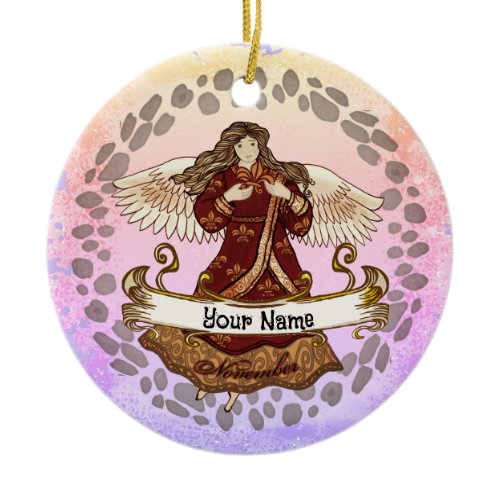November Birthday Angel Ceramic Ornament