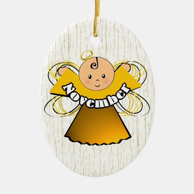 November Birthday Angel Ceramic Ornament (Front)