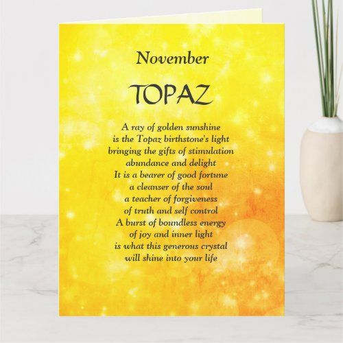 November birthday birthstone Topaz Greeting Card