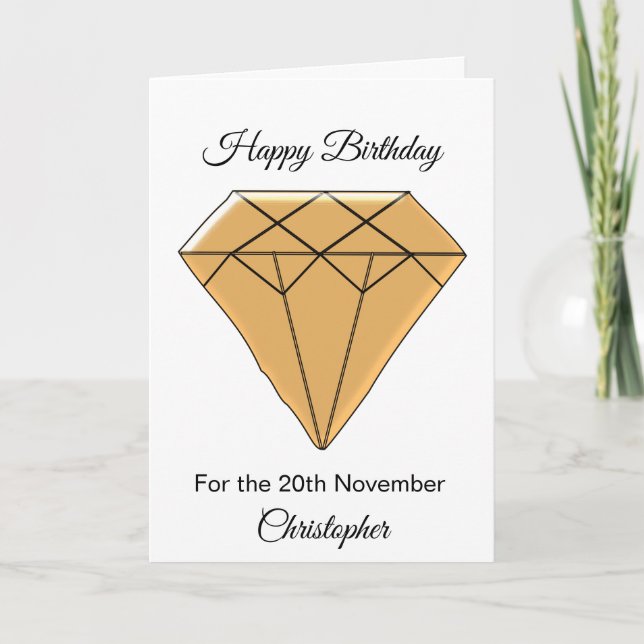 November Birthday Card - Topaz (Front)