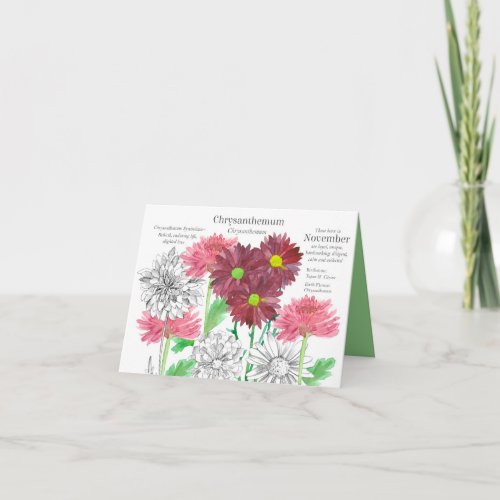 November Birthday Chrysanthemum Birth Month Card