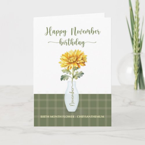 November Birthday Chrysanthemum Birth Month Flower Card