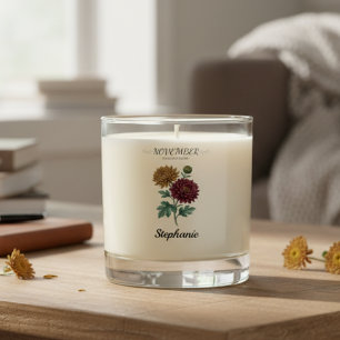 November Birthday Gift Chrysanthemum Floral Scented Candle