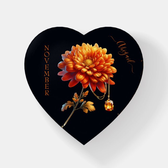 November Birthstone and Chrysanthemum Paperweight (Front)