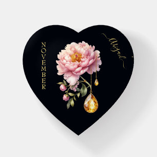 November Birthstone and Peony Flower Paperweight