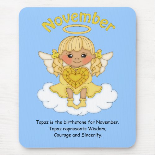 November Birthstone Angel Blonde Mouse Pad