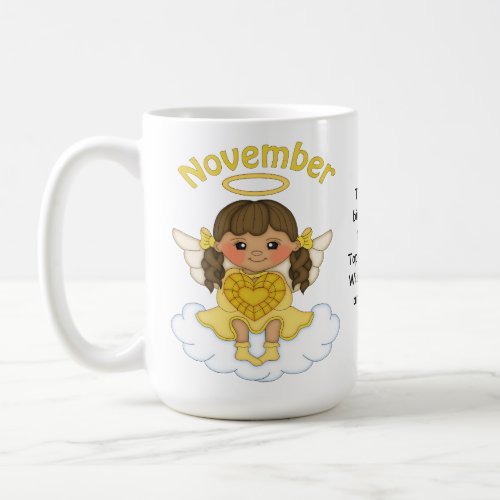 November Birthstone Angel Brunette Coffee Mug