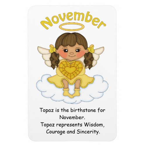 November Birthstone Angel Brunette Premium Magnet