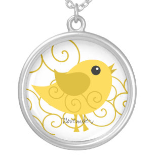 November Birthstone Bird Silver Plated Necklace