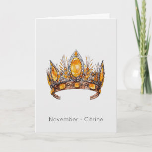 November Birthstone Citrine Crown Birthday Card