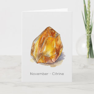 November Birthstone Citrine Happy Birthday Card
