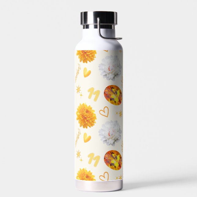 November Birthstone & Flower | Citrine & Chrysanth Water Bottle (Left)