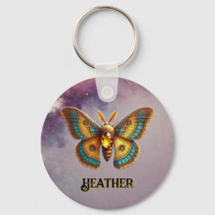 November Birthstone Keychain - Citrine Moth Design