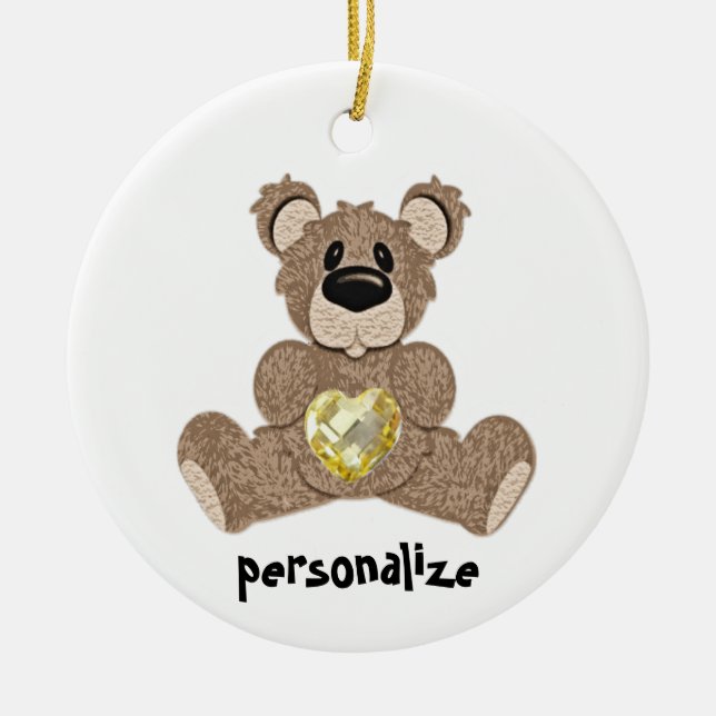 November Birthstone Teddy Bear Ornament (Front)