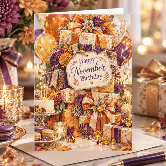 November Birthstone Topaz Citrine Happy Birthday Card