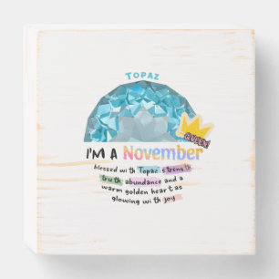 November Birthstone Topaz Graphic Wooden Box Sign