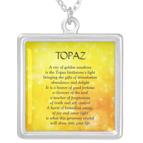 November Birthstone Topaz Poem design Necklace