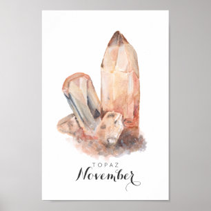 November Birthstone - Topaz Watercolor Poster