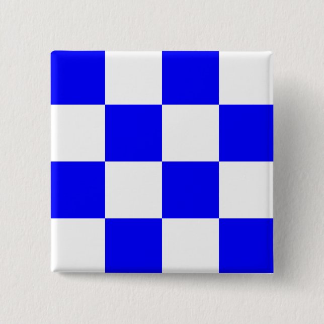 NOVEMBER Blue White Checkered Square Button (Front)